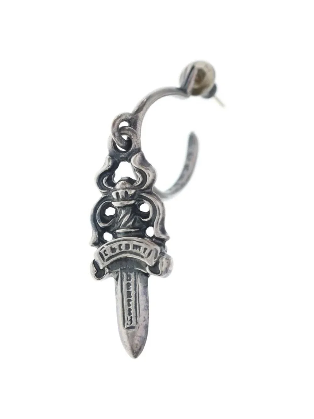 Chrome Hearts No5 Dagger 5 Hoop Earrings Silver